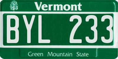 VT license plate BYL233