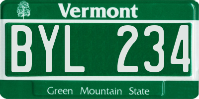 VT license plate BYL234