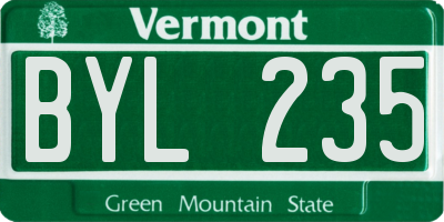 VT license plate BYL235