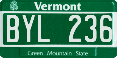 VT license plate BYL236