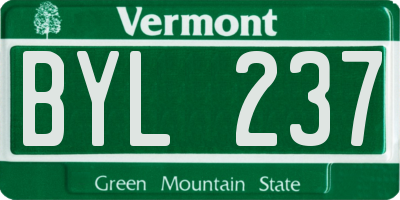 VT license plate BYL237