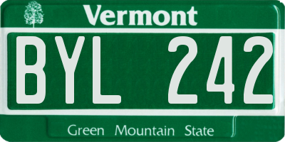 VT license plate BYL242