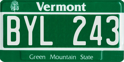 VT license plate BYL243