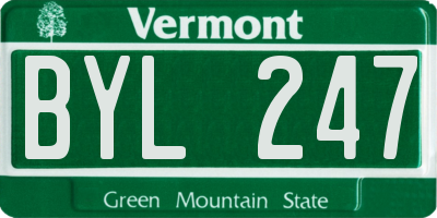 VT license plate BYL247