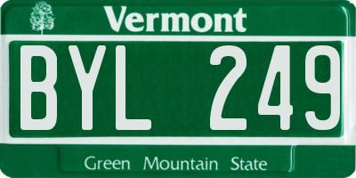 VT license plate BYL249