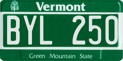 VT license plate BYL250