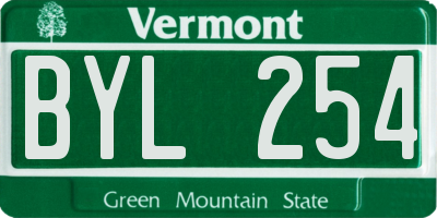 VT license plate BYL254