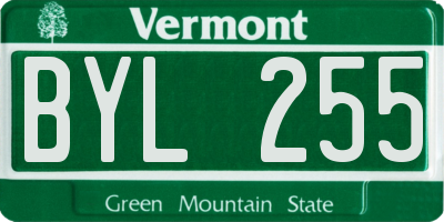 VT license plate BYL255