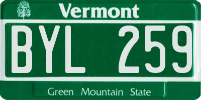 VT license plate BYL259