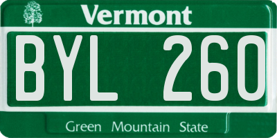 VT license plate BYL260