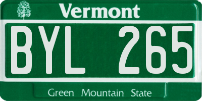 VT license plate BYL265