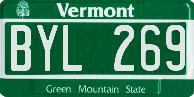 VT license plate BYL269