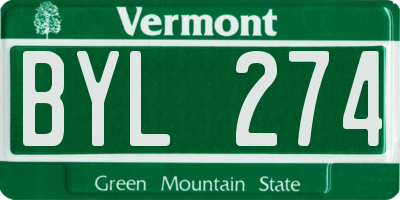 VT license plate BYL274