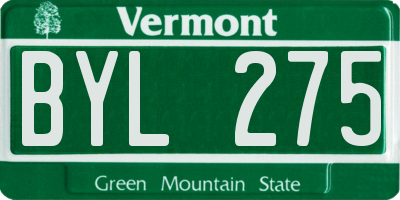 VT license plate BYL275