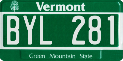 VT license plate BYL281