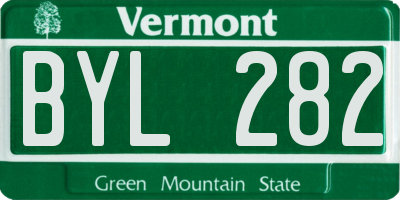 VT license plate BYL282