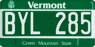 VT license plate BYL285