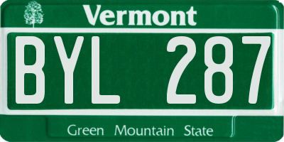 VT license plate BYL287