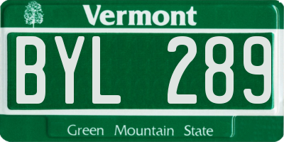 VT license plate BYL289