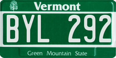 VT license plate BYL292