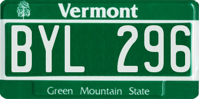 VT license plate BYL296