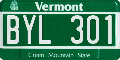 VT license plate BYL301