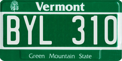 VT license plate BYL310