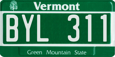 VT license plate BYL311