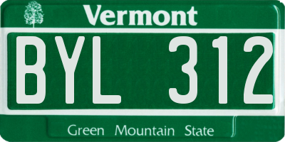 VT license plate BYL312