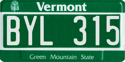 VT license plate BYL315