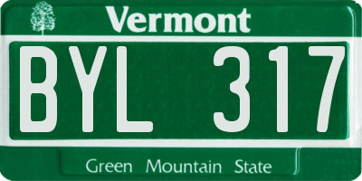 VT license plate BYL317