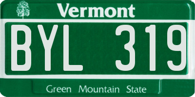 VT license plate BYL319
