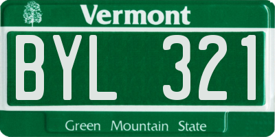 VT license plate BYL321