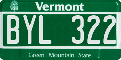 VT license plate BYL322