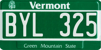 VT license plate BYL325