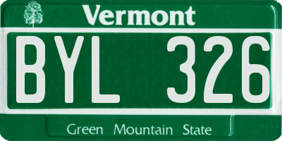 VT license plate BYL326