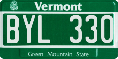 VT license plate BYL330