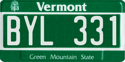 VT license plate BYL331