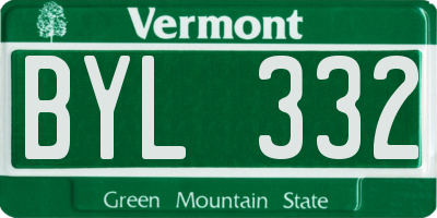 VT license plate BYL332