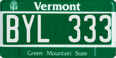 VT license plate BYL333
