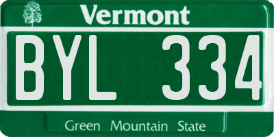 VT license plate BYL334