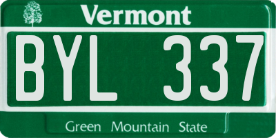 VT license plate BYL337