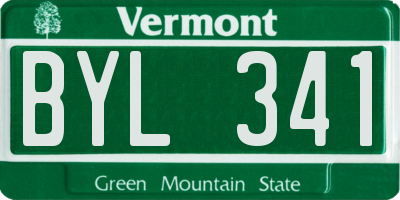 VT license plate BYL341