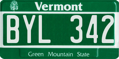VT license plate BYL342
