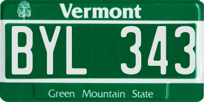VT license plate BYL343