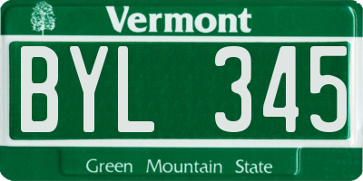 VT license plate BYL345