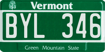 VT license plate BYL346