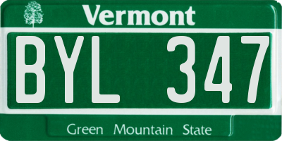 VT license plate BYL347