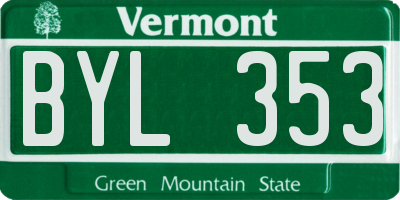VT license plate BYL353
