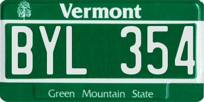 VT license plate BYL354